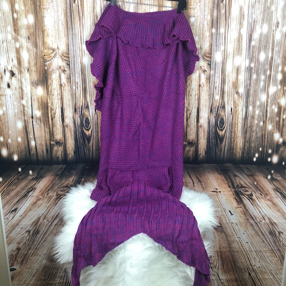 Mermaid tail knit blanket adult and teen - Picture 1 of 4